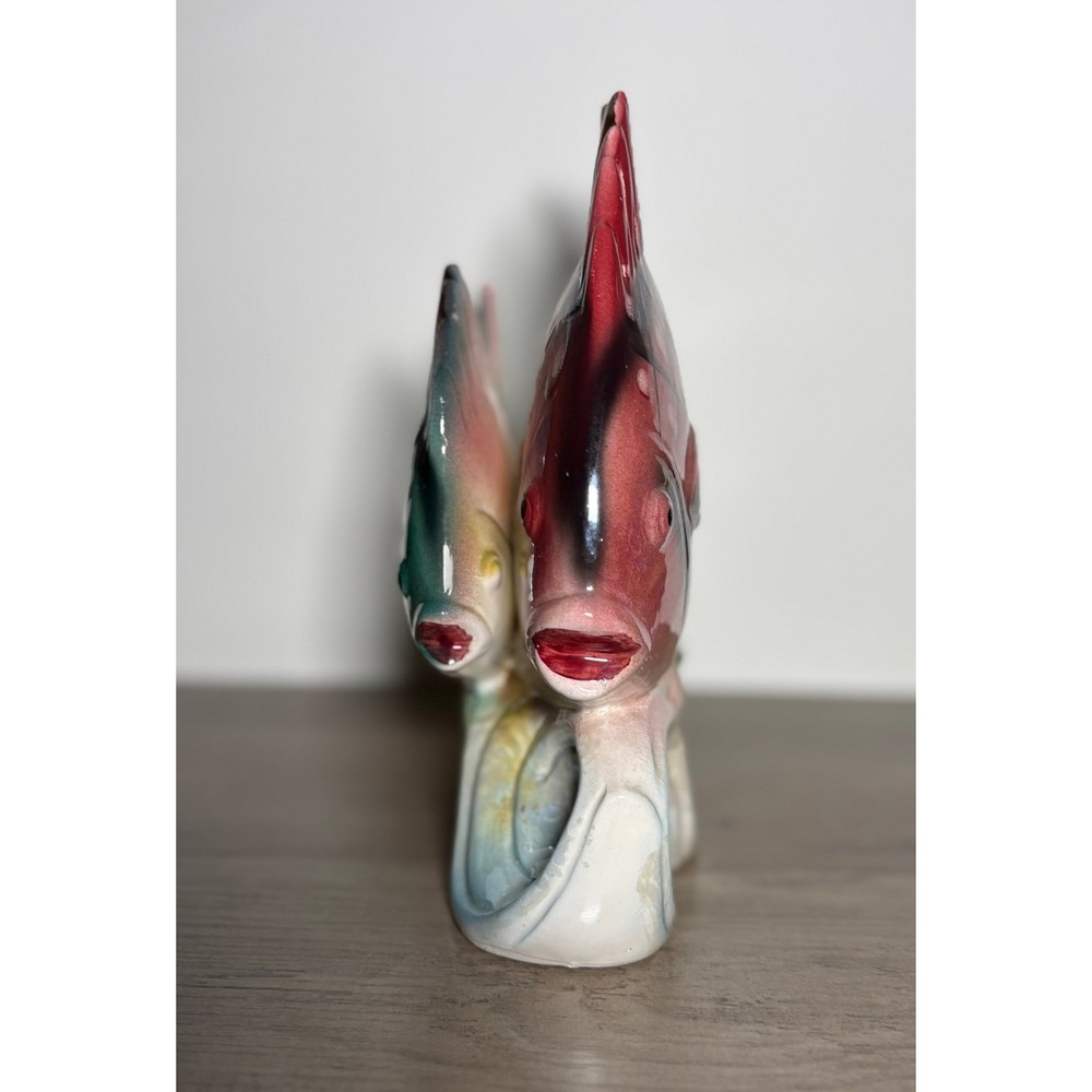 Vintage Ceramic Double Fish Figurine Japan Hand Painted Tropical MCM - Picture 3 of 6